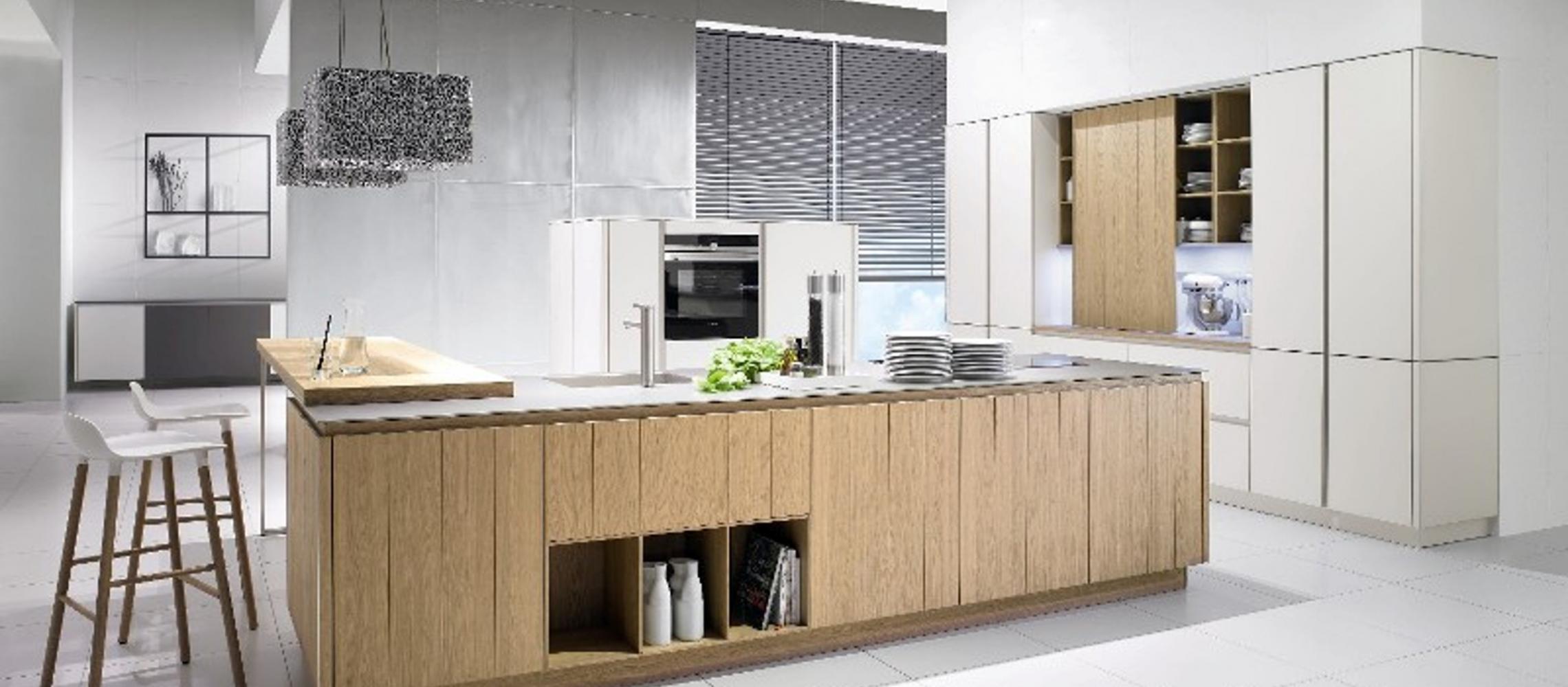 Y-line as Matt glass artic White (4) & ED Natural Oak Veneer (6)