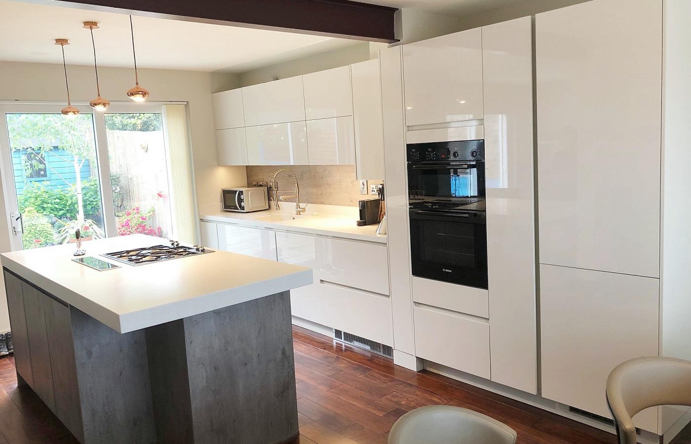 white and timber Kitchen